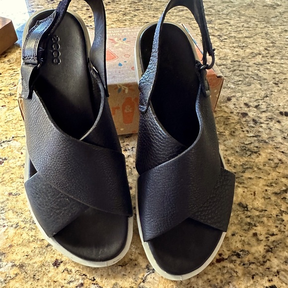 Ecco Shoes - Ladies Ecco black leather Sandal. Size 38/8.5